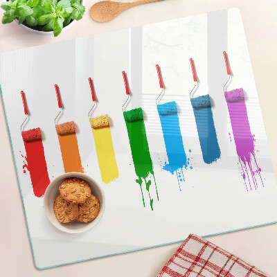 Tagliere in vetro temperato Un arcobaleno di colori nei pennelli