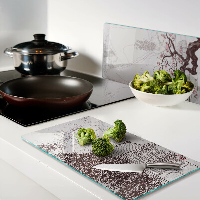 Tagliere in vetro temperato Paesaggio montano con alberi in fiore