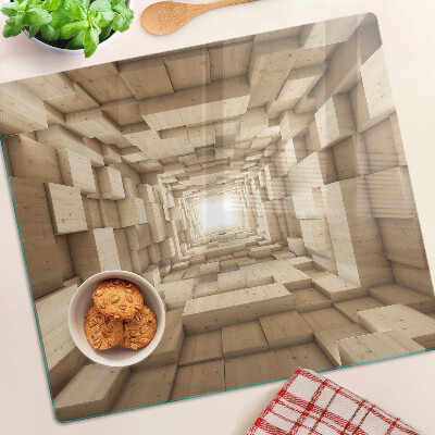 Tagliere in vetro temperato Interno di un tunnel di legno