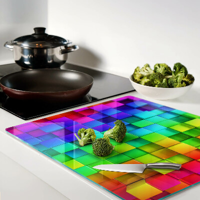 Tagliere in vetro Quadrati arcobaleno in un mosaico