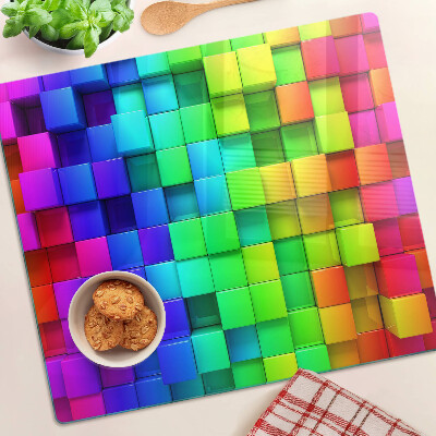 Tagliere in vetro Quadrati arcobaleno in un mosaico