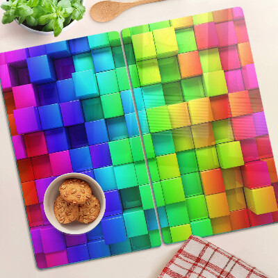 Tagliere in vetro Quadrati arcobaleno in un mosaico
