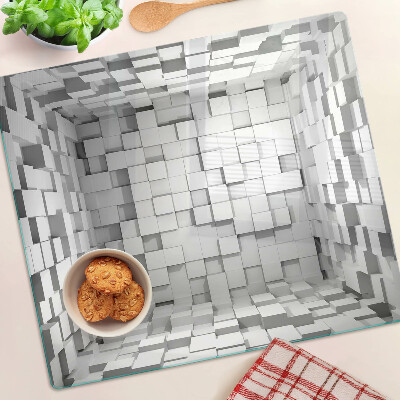Tagliere in vetro temperato Mosaico grigio e bianco