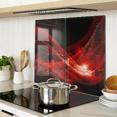 Tagliere in vetro Onde rosse con effetto luce