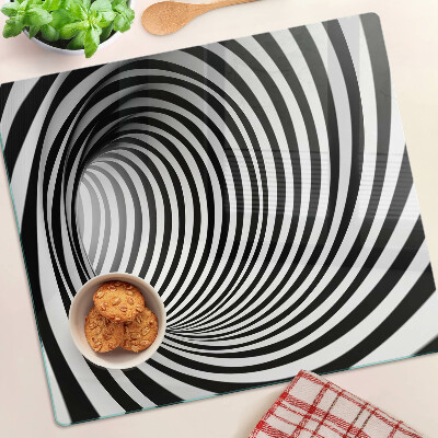 Tagliere in vetro temperato Motivo a spirale nei toni del bianco e del nero
