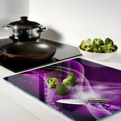 Tagliere in vetro temperato Onde viola con effetto luce
