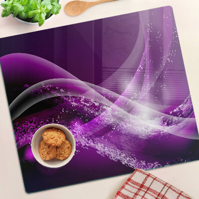 Tagliere in vetro temperato Onde viola con effetto luce