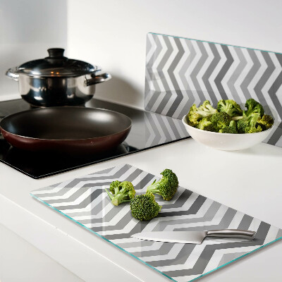 Tagliere in vetro Zigzag in tonalità di grigio