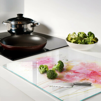 Tagliere in vetro Acquerelli floreali in colori pastello