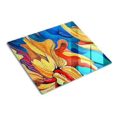 Tagliere in vetro temperato Fiori colorati su uno sfondo astratto