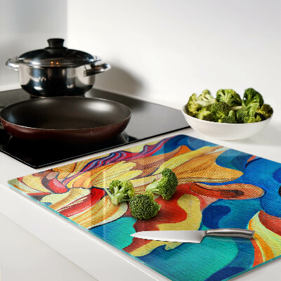 Tagliere in vetro temperato Fiori colorati su uno sfondo astratto