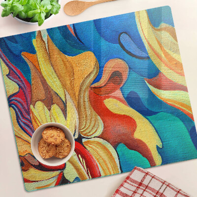 Tagliere in vetro temperato Fiori colorati su uno sfondo astratto