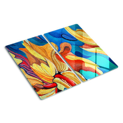 Tagliere in vetro temperato Fiori colorati su uno sfondo astratto