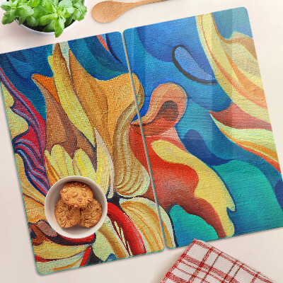 Tagliere in vetro temperato Fiori colorati su uno sfondo astratto