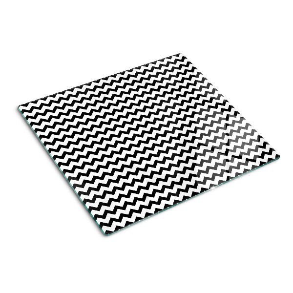 Tagliere in vetro Zigzag in bianco e nero