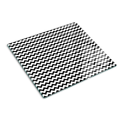Tagliere in vetro Zigzag in bianco e nero