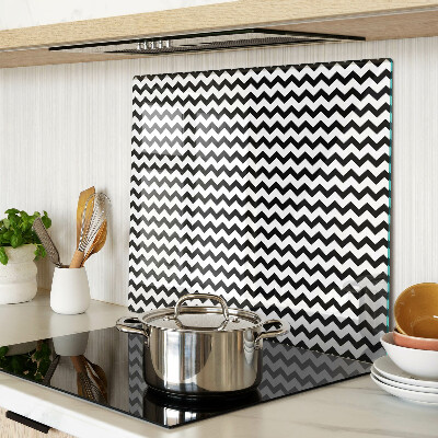 Tagliere in vetro Zigzag in bianco e nero