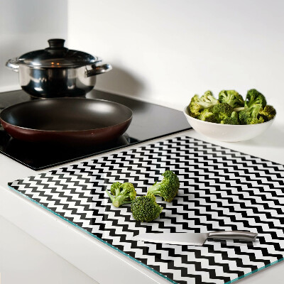 Tagliere in vetro Zigzag in bianco e nero