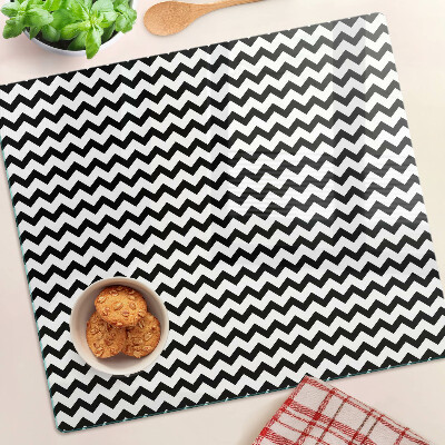 Tagliere in vetro Zigzag in bianco e nero