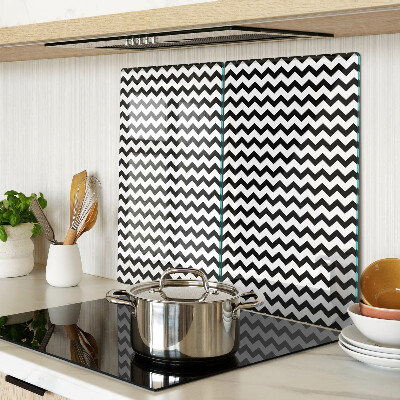 Tagliere in vetro Zigzag in bianco e nero