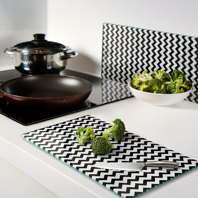 Tagliere in vetro Zigzag in bianco e nero