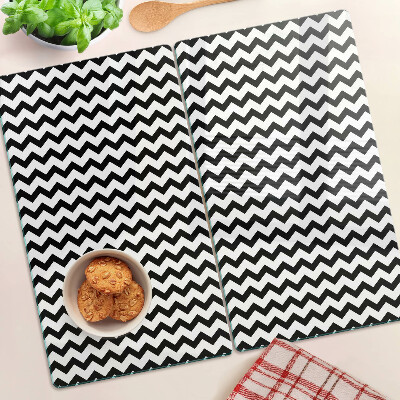Tagliere in vetro Zigzag in bianco e nero