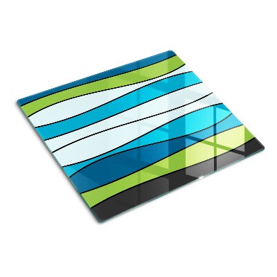 Tagliere in vetro Onde nei toni del blu e del verde