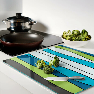 Tagliere in vetro Onde nei toni del blu e del verde