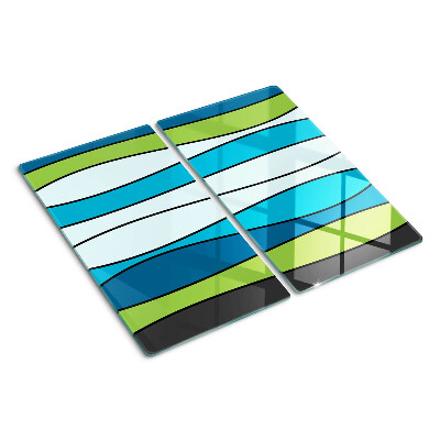 Tagliere in vetro Onde nei toni del blu e del verde
