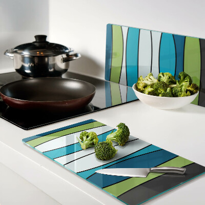 Tagliere in vetro Onde nei toni del blu e del verde