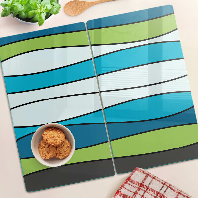 Tagliere in vetro Onde nei toni del blu e del verde