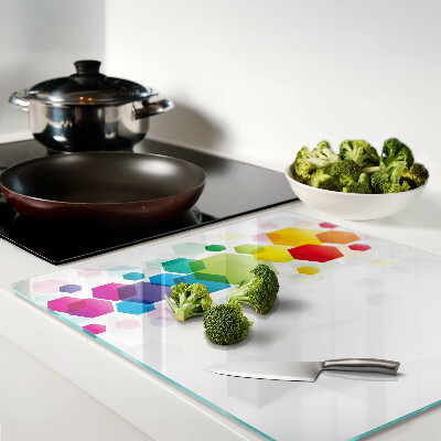 Tagliere in vetro temperato Esagoni colorati sullo sfondo