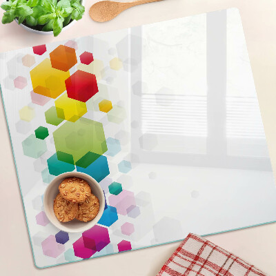 Tagliere in vetro temperato Esagoni colorati sullo sfondo