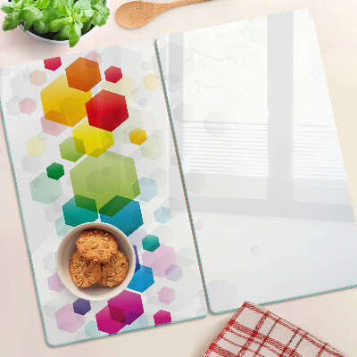 Tagliere in vetro temperato Esagoni colorati sullo sfondo