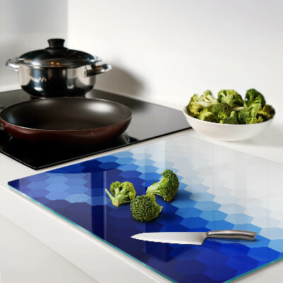 Tagliere in vetro temperato Esagoni blu in gradienti