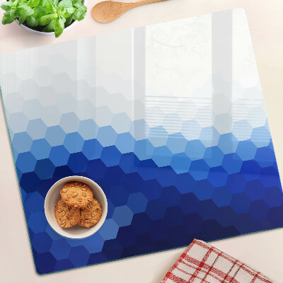 Tagliere in vetro temperato Esagoni blu in gradienti
