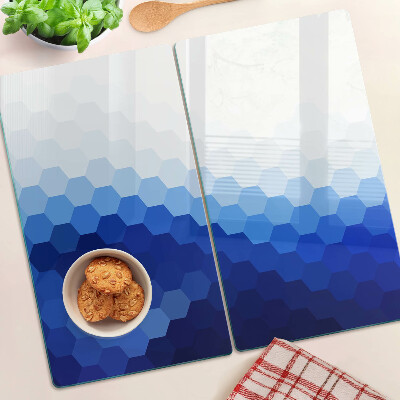 Tagliere in vetro temperato Esagoni blu in gradienti