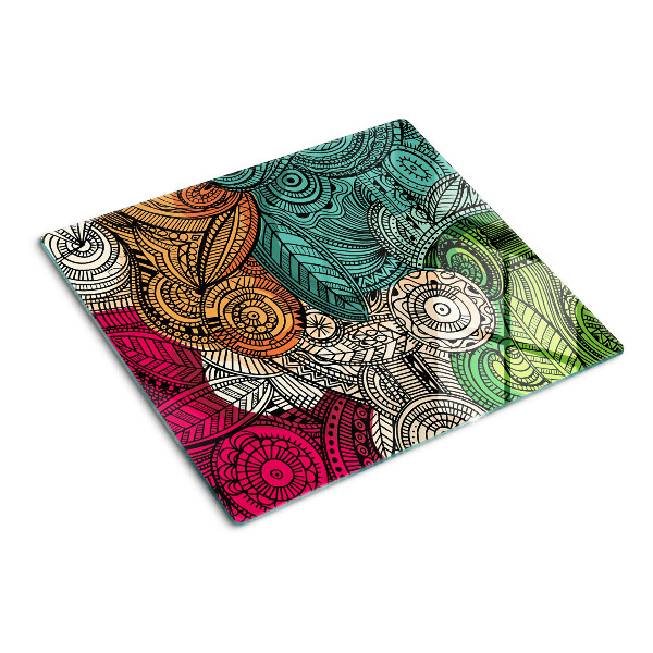 Tagliere in vetro Motivo mandala con motivi colorati