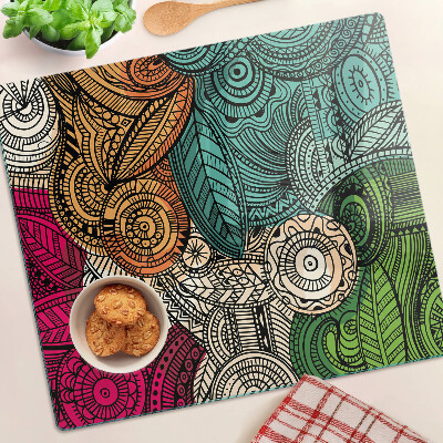 Tagliere in vetro Motivo mandala con motivi colorati