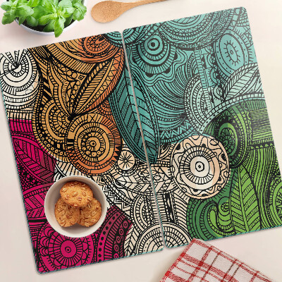 Tagliere in vetro Motivo mandala con motivi colorati