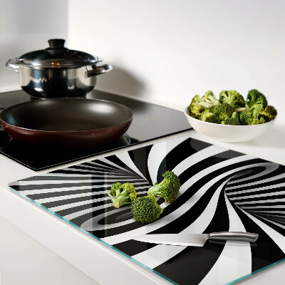 Tagliere in vetro temperato Motivo a spirale in bianco e nero