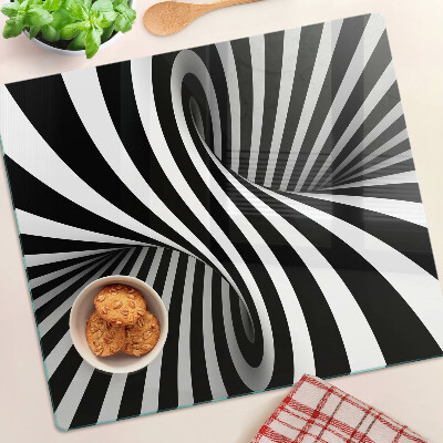 Tagliere in vetro temperato Motivo a spirale in bianco e nero