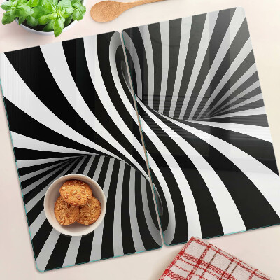 Tagliere in vetro temperato Motivo a spirale in bianco e nero