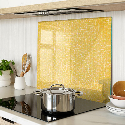 Tagliere in vetro temperato Fiore della vita su sfondo giallo