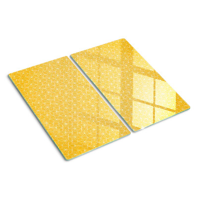 Tagliere in vetro temperato Fiore della vita su sfondo giallo