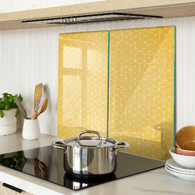 Tagliere in vetro temperato Fiore della vita su sfondo giallo