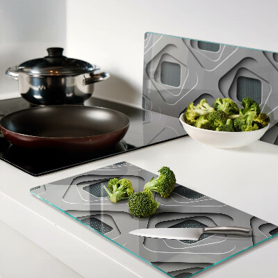 Tagliere in vetro temperato Motivi geometrici in tonalità di grigio