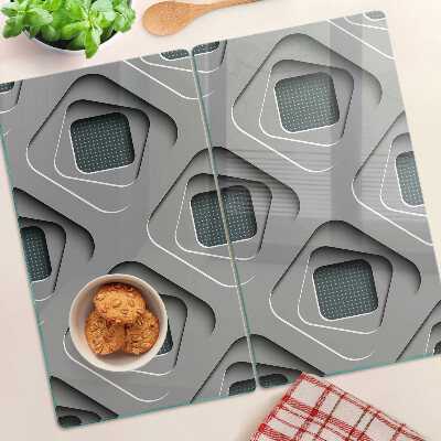 Tagliere in vetro temperato Motivi geometrici in tonalità di grigio