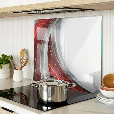 Tagliere in vetro Onde astratte in rosso e grigio
