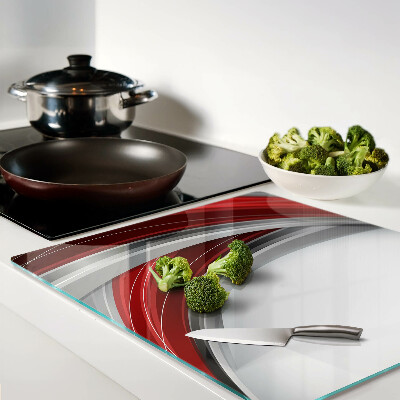 Tagliere in vetro Onde astratte in rosso e grigio